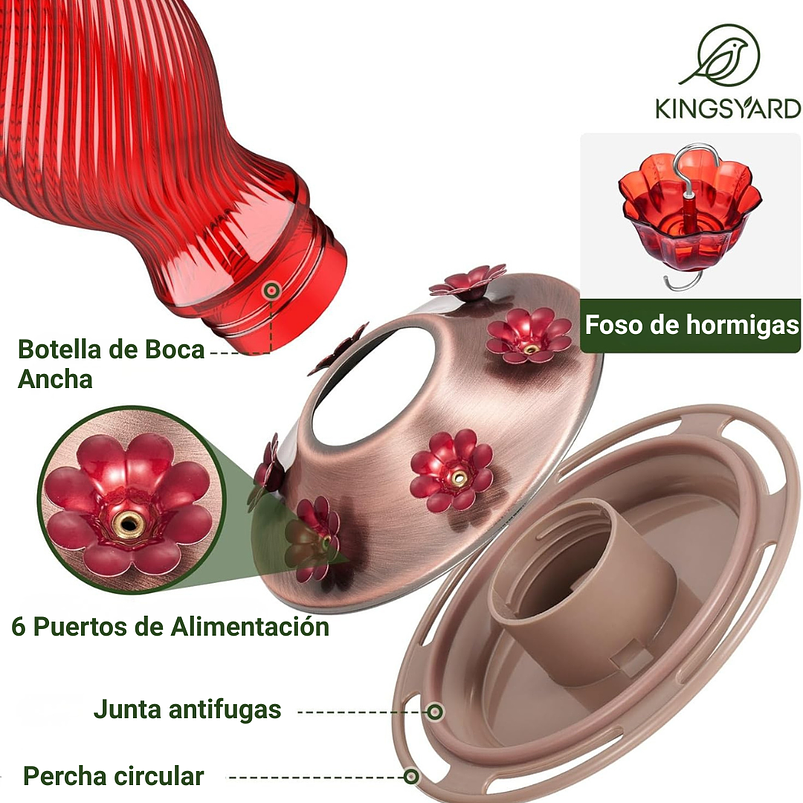 Bebedero Colibries Vintage En Vidrio x700ml 10