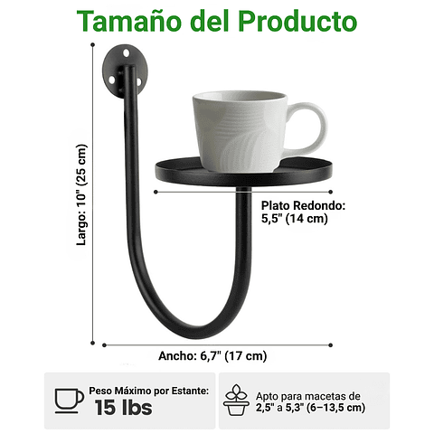 Soporte de Macetas y Plantas en Pared Metalico x3 Unidades