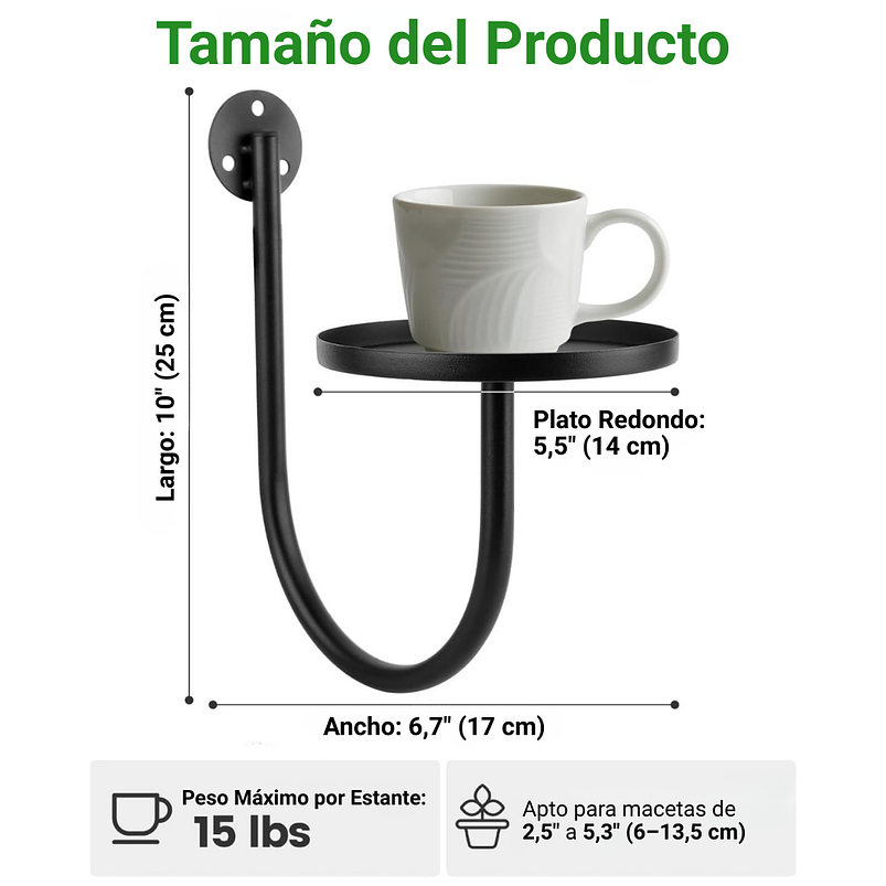 Soporte de Macetas y Plantas en Pared Metalico x3 Unidades 2