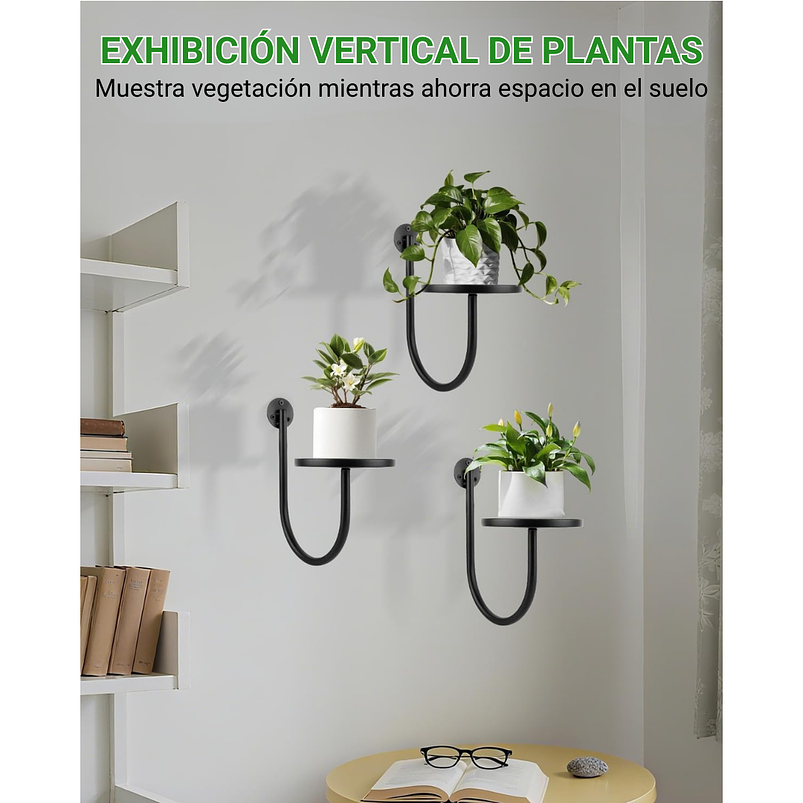 Soporte de Macetas y Plantas en Pared Metalico x3 Unidades 3