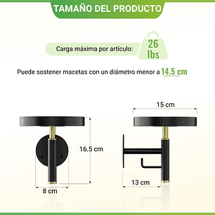Soporte De Pared Metalico x3 Unidades Para Macetas y Plantas De Interior