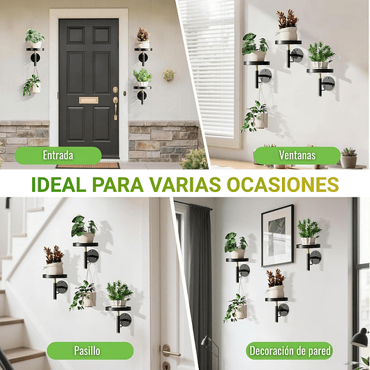 Soporte De Pared Metalico x3 Unidades Para Macetas y Plantas De Interior 8