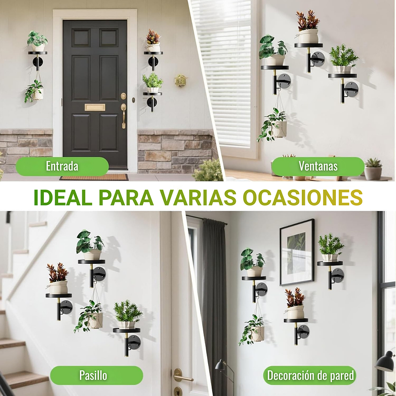 Soporte De Pared Metalico x3 Unidades Para Macetas y Plantas De Interior 8