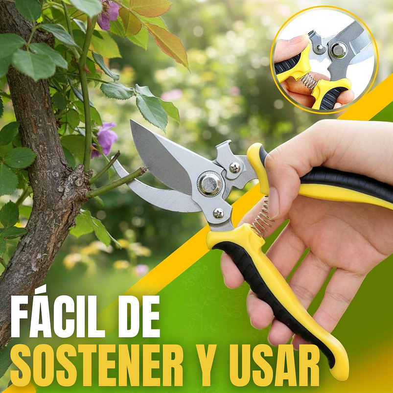 Juego De 3 Tijeras de Jardineria Poda Huerto y Cultivo en Acero Inoxidable 7