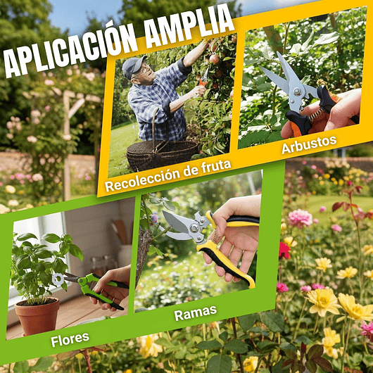 Juego De 3 Tijeras de Jardineria Poda Huerto y Cultivo en Acero Inoxidable 9