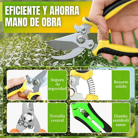 Juego De 3 Tijeras de Jardineria Poda Huerto y Cultivo en Acero Inoxidable 10