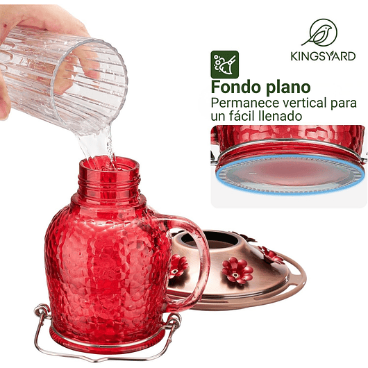 Bebedero Aves Colibríes x475ml Botella en Vidrio y 6 Puertos Alimentacion 5