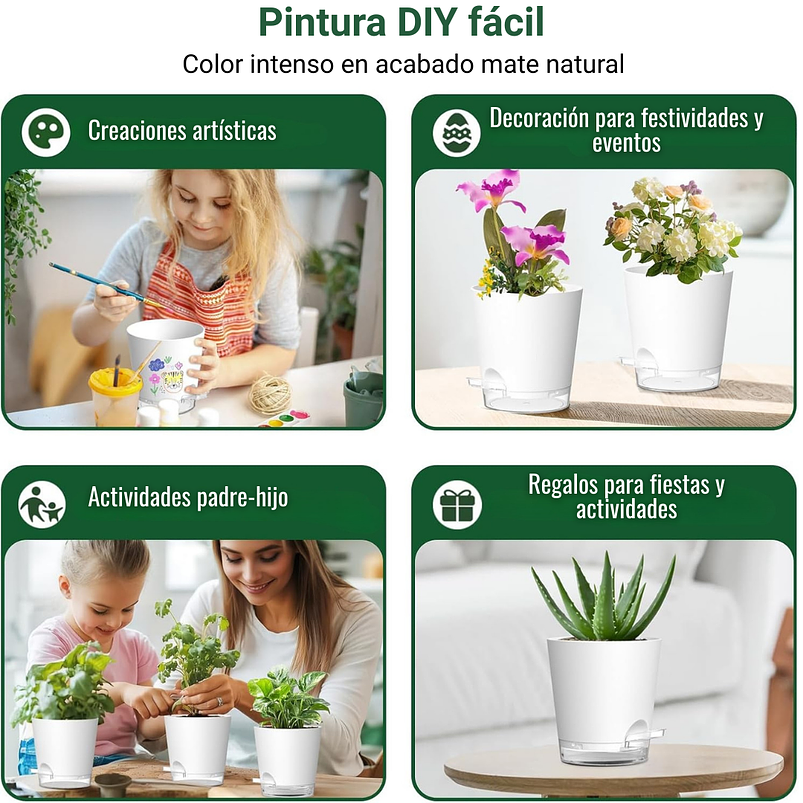 Macetas Con Riego Automático x5 Unidades Para Plantas Interior 8