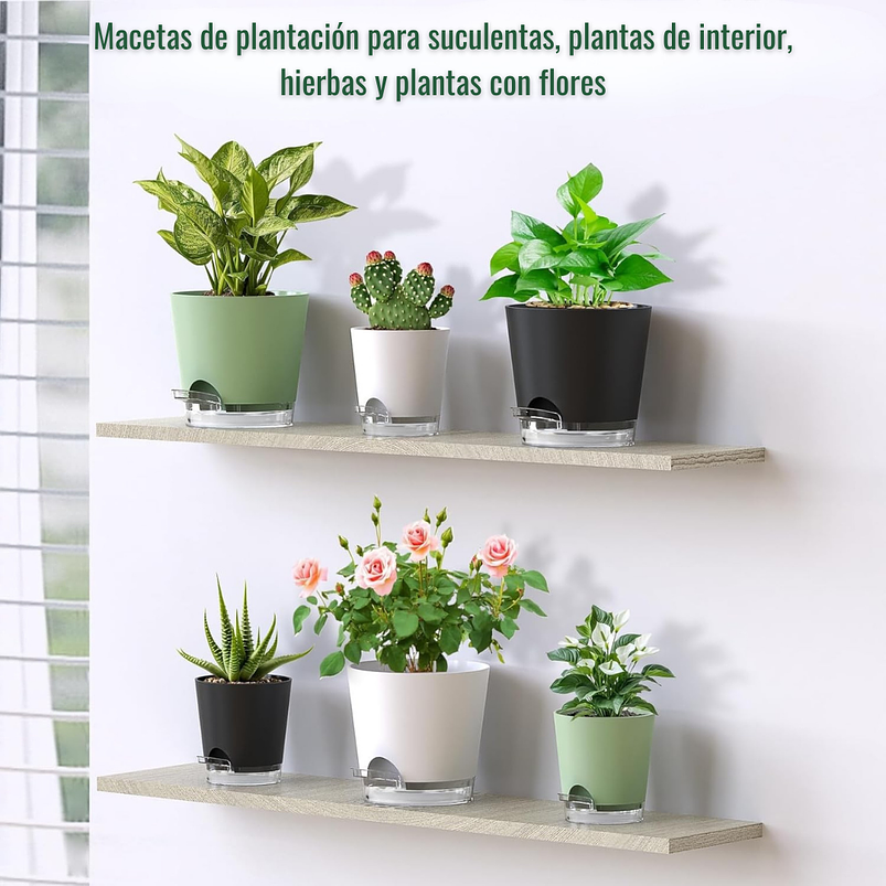 Macetas Con Riego Automático x5 Unidades Para Plantas Interior 9