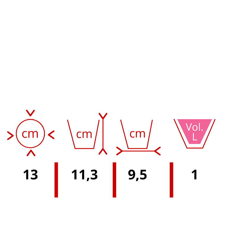 Maceta Plástica Brillante Colores 13cm Diámetro x11cm Alto 9
