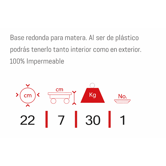 Base Plástica Pequeña De Maceta Con Rodachin Más plato x22cm Diámetro  2