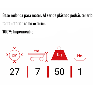 Base De Macetas Mediana Con Rodachin x27 Cm Diámetro Terracota