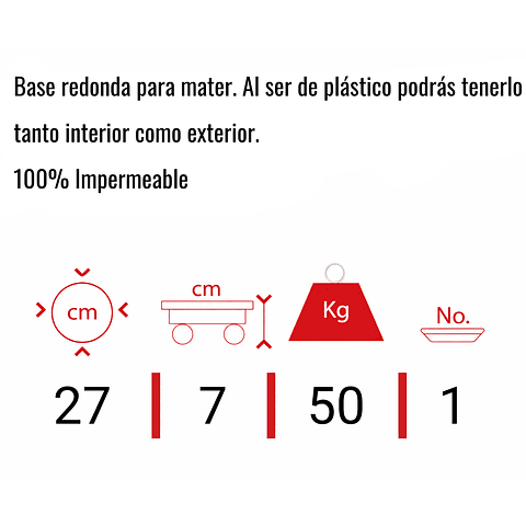 Base De Macetas Mediana Con Rodachin x27 Cm Diámetro Terracota