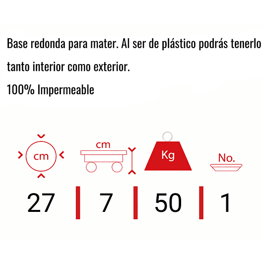 Base De Macetas Mediana Con Rodachin x27 Cm Diámetro Terracota 2