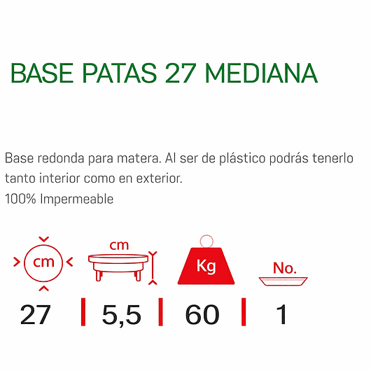 Base de Macetas Plástica Fija x27cm Diámetro Terracota 2