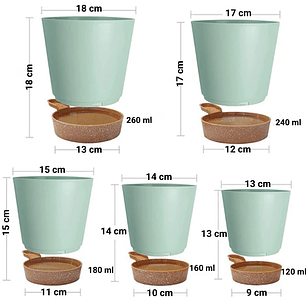 Juego Macetas de Plantas Plástica Sistema Autoriego x5 unidades