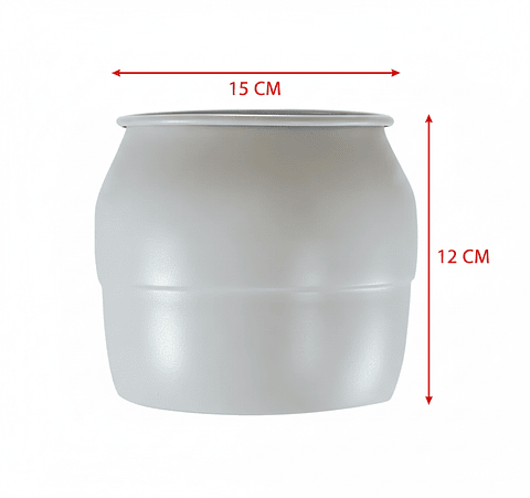 Matera - Maceta Aluminio Blanco Mate 15cm Diámetro x12 Cm Alto