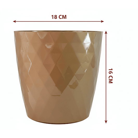 Maceta Redonda Rombos Plástico Brillante 18cm Diámetro x16cm Alto 3