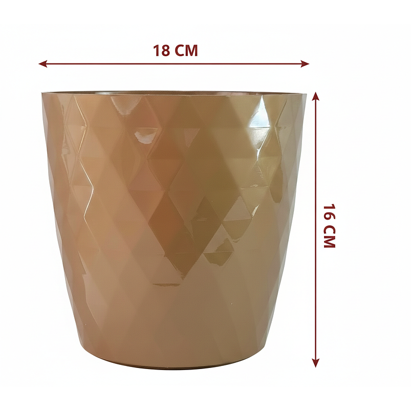 Maceta Redonda Rombos Plástico Brillante 18cm Diámetro x16cm Alto 3