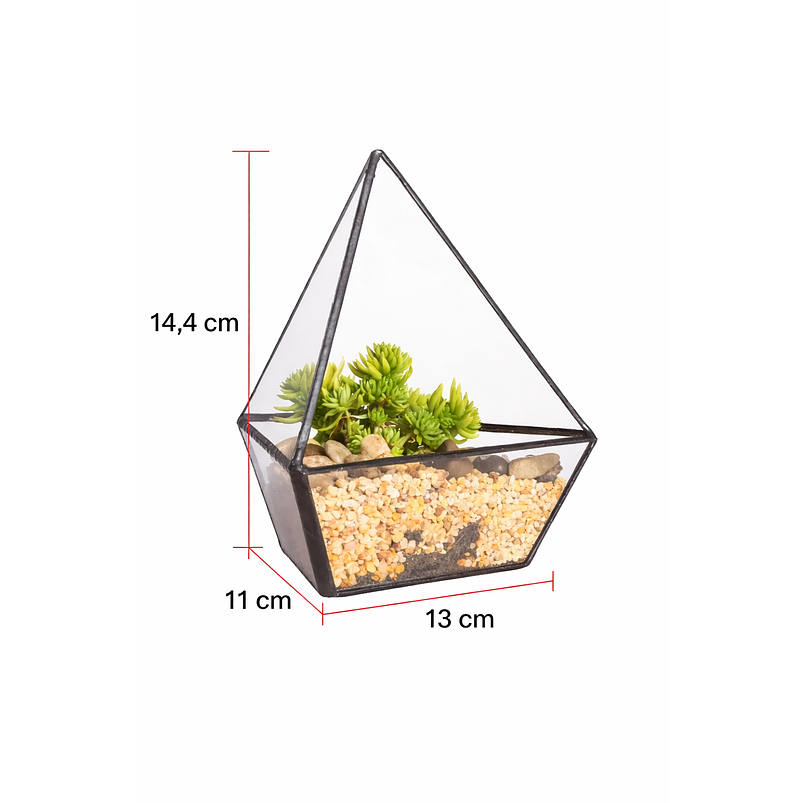 Maceta Terrario Plantas Cristal Triangular 2