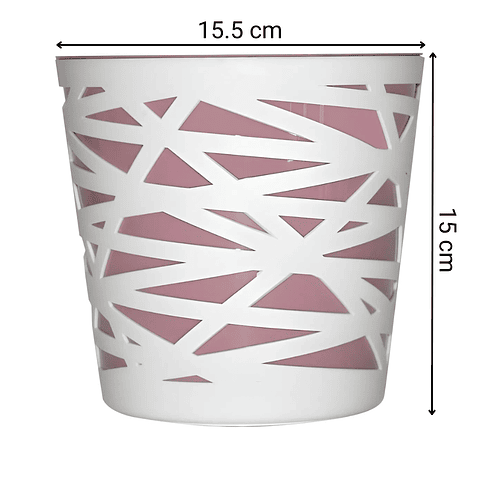 Matera Plástica Salmón Rosa 15.5cm Diámetro x15cm Diseño