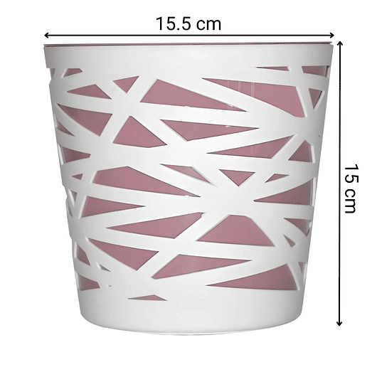Matera Plástica Salmón Rosa 15.5cm Diámetro x15cm Diseño 2