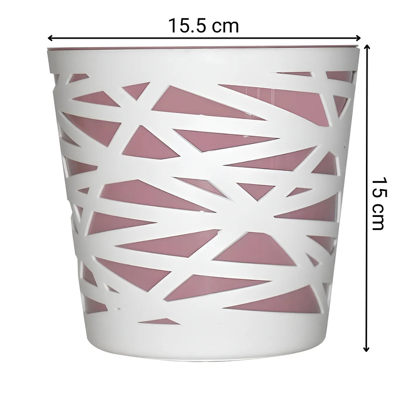 Matera Plástica Salmón Rosa 15.5cm Diámetro x15cm Diseño 2