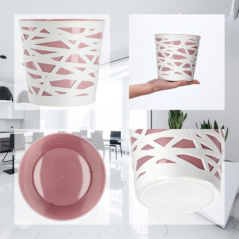 Matera Plástica Salmón Rosa 15.5cm Diámetro x15cm Diseño 3