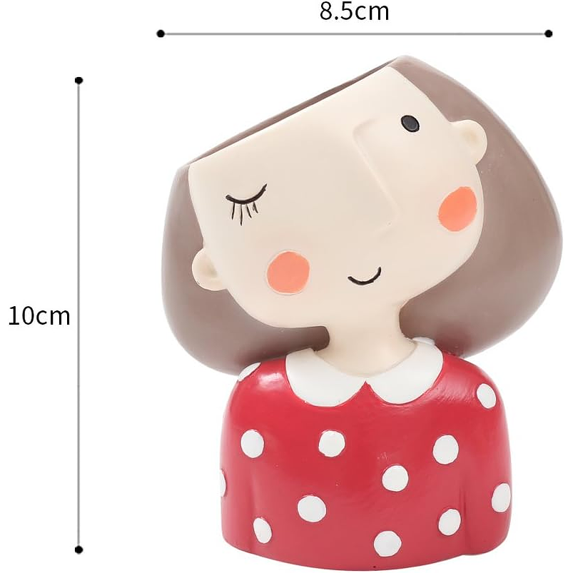 Maceta Resina Premium Suculentas Diseño Niñas 8.5 x10.5cm 2