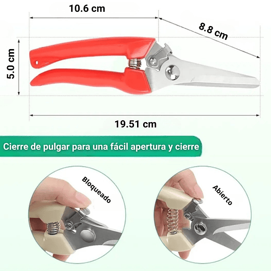 Tijera De Poda De Plantas Jardinería Acero Inoxidable X2 Und 10
