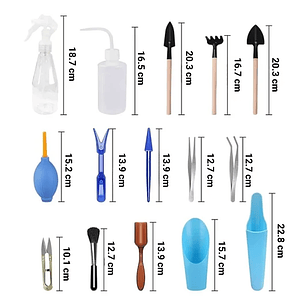 Kit Herramientas Plantas Cactus Suculenta x15 Piezas Azul