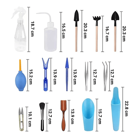 Kit Herramientas Plantas Cactus Suculenta x15 Piezas Azul