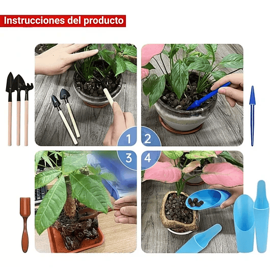Kit Herramientas Plantas Cactus Suculenta x15 Piezas Azul 4