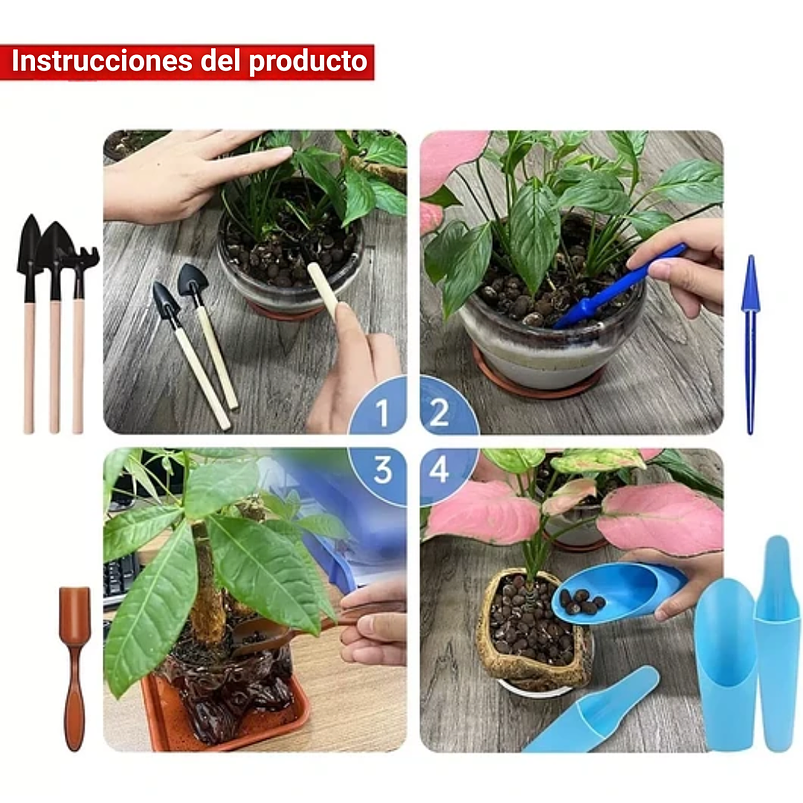 Kit Herramientas Plantas Cactus Suculenta x15 Piezas Azul 4