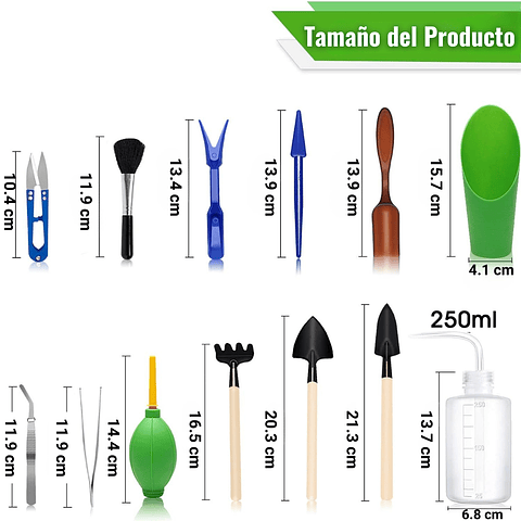 Kit Herramientas De Jardín x13 Piezas Cactus y Suculentas