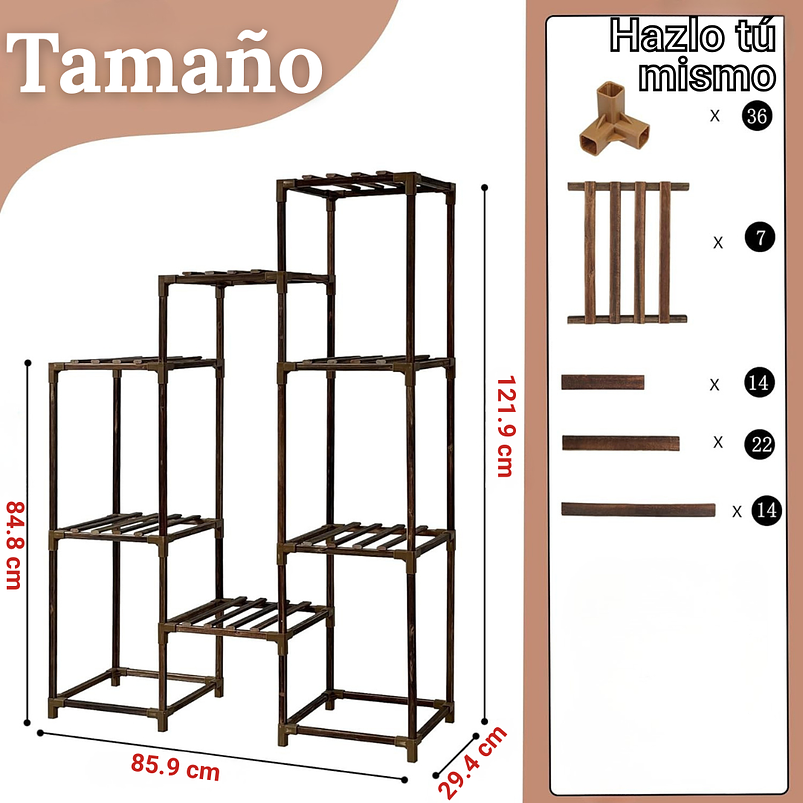 Soporte Decorativo Estante Para Plantas En Macetas En Madera 3