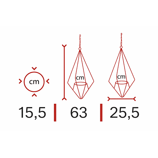 Soporte Matera Maceta Diseño Diamante De Colgar 63 centímetros Alto 4