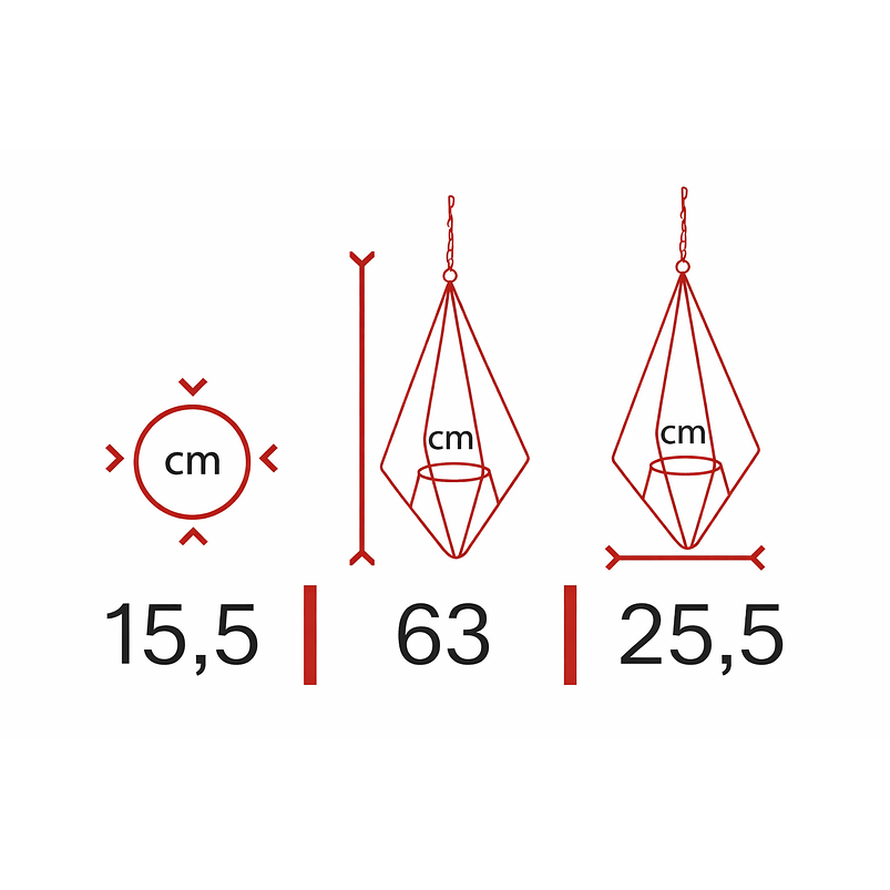 Soporte Matera Maceta Diseño Diamante De Colgar 63 centímetros Alto 4