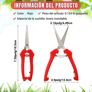 Tijera de Poda y Despunte Plantas Punta Recta En Acero Inoxidable