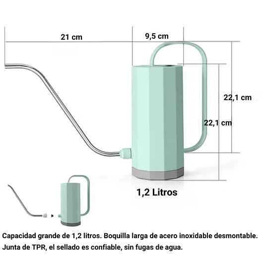 Regadera Premium Candy Green 1.2 Litros Salida Larga 8
