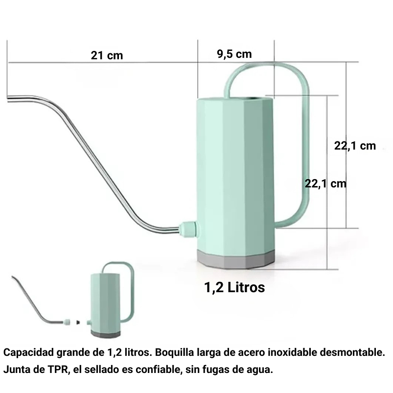 Regadera Premium Candy Green 1.2 Litros Salida Larga 8
