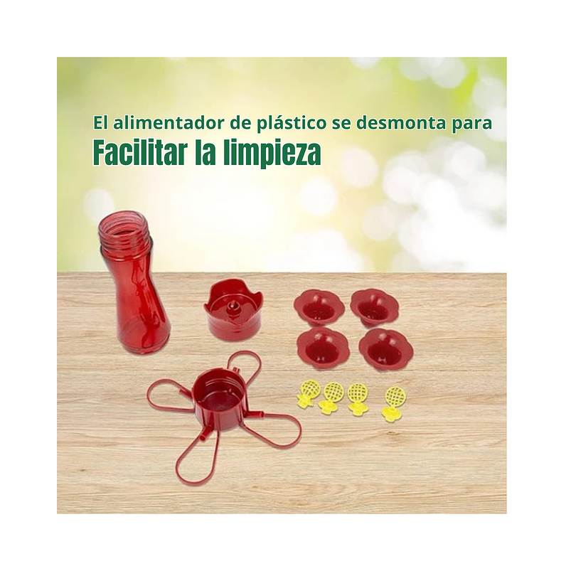 Bebedero De Colibríes Colgar Diseño Flor 8oz Plástico 6