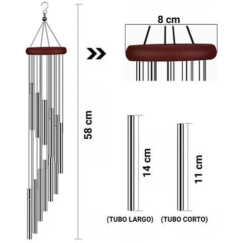 Campana De Viento Jardín Terraza x12 Tubos en Aluminio