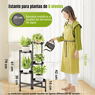 Soporte De Plantas Macetas x5 Puestos Escalonado Metálico