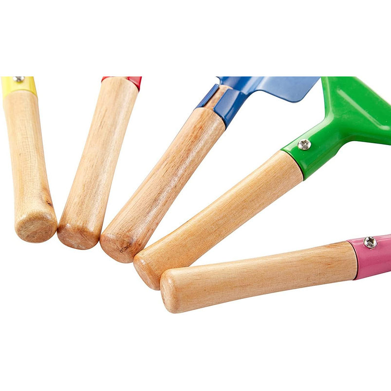Juego Herramientas Jardinería Para Niños Metal Madera x5 Piezas 3