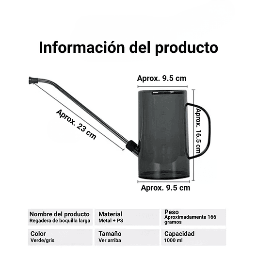 Regadera Premium Plantas Jardin X1 Litro Salida Larga Acero 3
