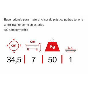 Base De Macetas Grande Con Rodachin ×34cm Diametro más plato