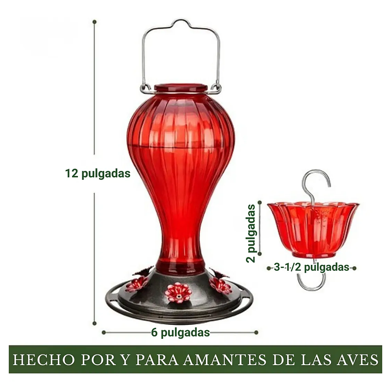 Bebedero De Colibríes Aves Colgante 24 Oz Botella en Vidrio Vintage 2