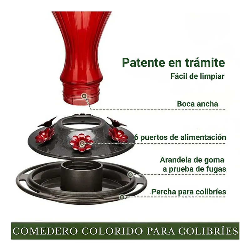 Bebedero De Colibríes Aves Colgante 24 Oz Botella en Vidrio Vintage 3