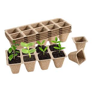 Maceta Papel Organico Biodegradable x5 Piezas x10 celdas Rectagular